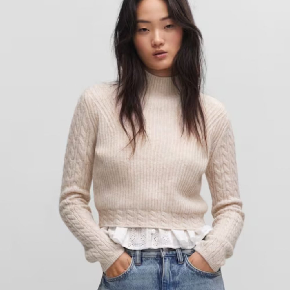 Mango BNWT Braided Sweater